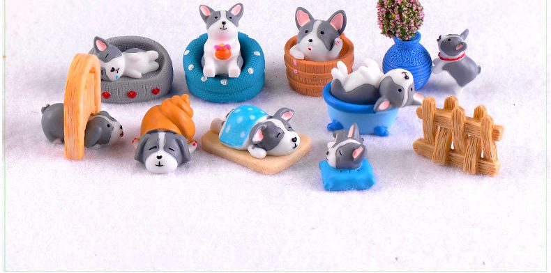 Pot Bonsai Resin Animals Pet Dog Models Wholesale Fairy Garden Accessories Supplies Mini Fairy Garden Ornament Small Artificial Dog Figurine Kids Gifts Terrarium Fairy Garden Kits Decoration Room Decor